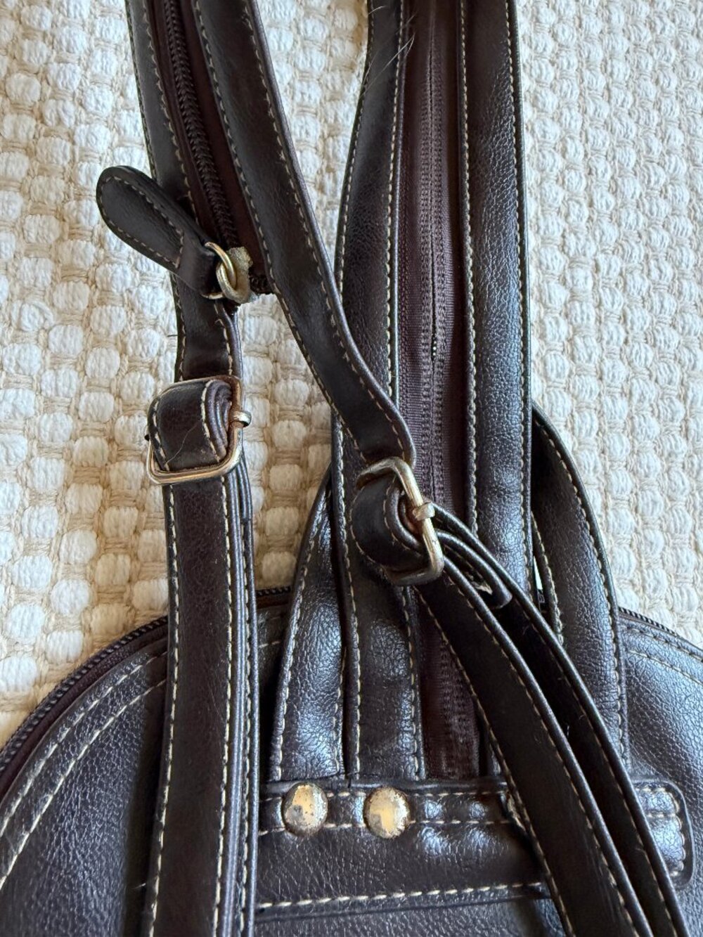 Brown Faux Leather Mini Backpack - Picture 9 of 13